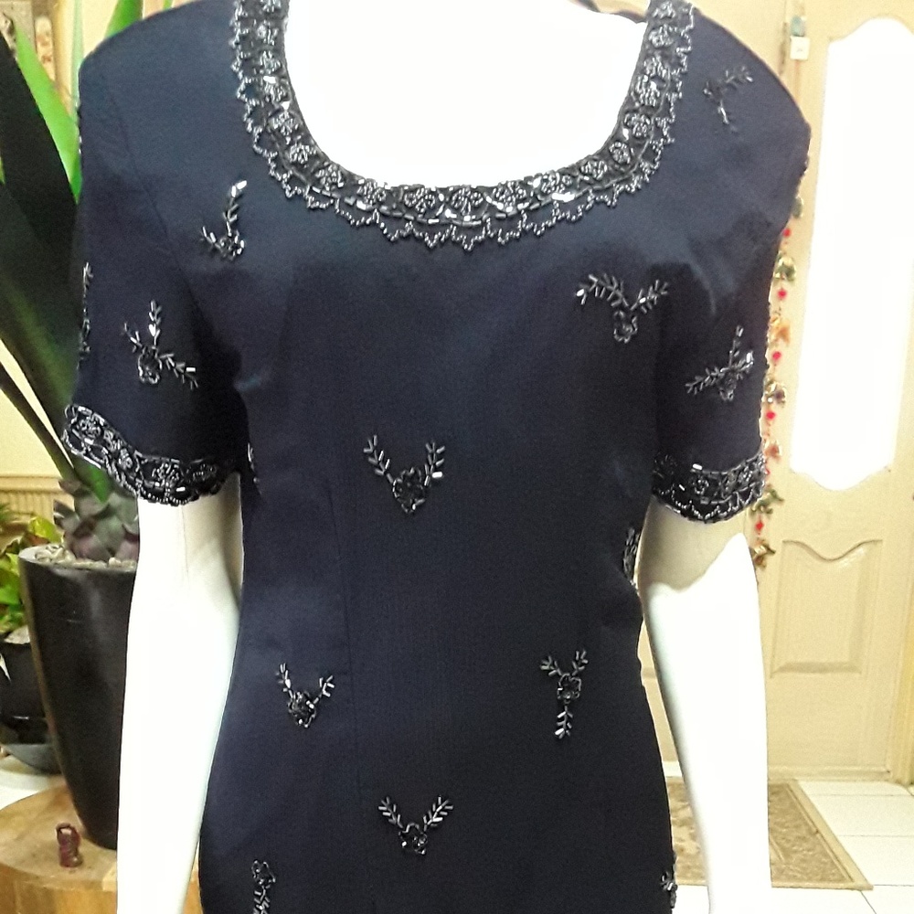 Tower Hill Collection Navy Blue Beaded Dress S